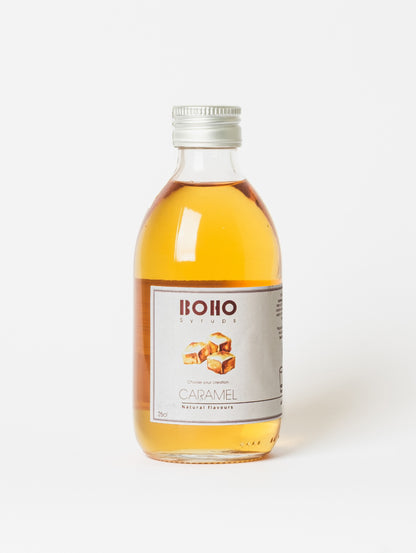 Fles 25 cl BOHO karamel siroop – rijke en zoete smaak, ideaal voor koffie, desserts en cocktails"
